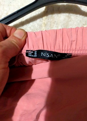 Pembe Pilili Bol Kesim Keten Kadın Pantolon - Görsel 3