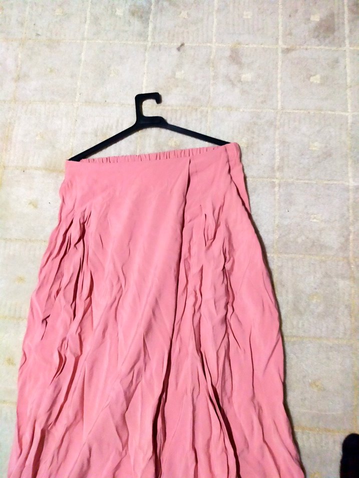 Pembe Pilili Bol Kesim Keten Kadın Pantolon - Görsel 2