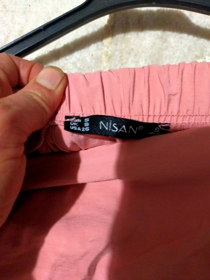 Pembe Pilili Bol Kesim Keten Kadın Pantolon - Görsel 3