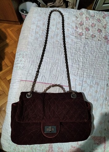 BORDO KADİFE ÇANTA 