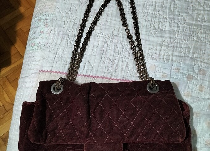  Beden BORDO KADİFE ÇANTA 