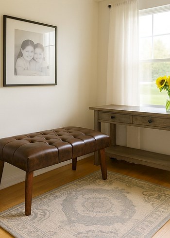 Deri Acı Kahve, 45*90 Cm Bench Puf