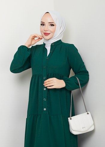 Diğer DANTEL DETAYLI AEROBİN ELBİSE ZÜMRÜT