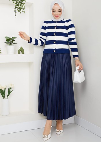 TRİKO VE PLİSELİ ETEK KOMBİNİ - Görsel 5