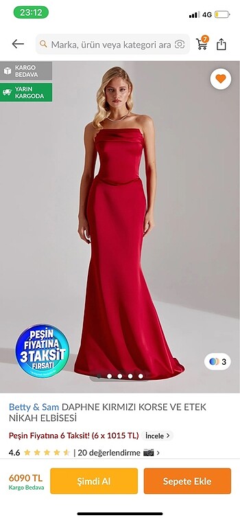 xs Beden Kırmızı elbise