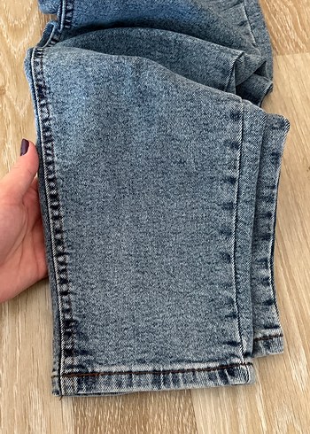 36 Beden Kadın mavi Denim Midi Boy Rahat Kesim Pantolon