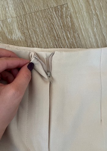 m Beden Bej Kadın Kumaş Pantolon Fermuarlı