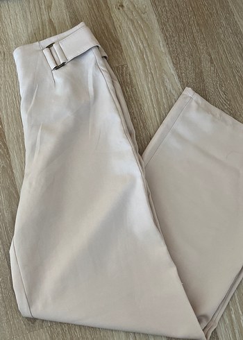 Bej Midi Kumaş Kadın Pantolon
