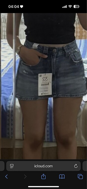 xs Beden lacivert Renk Stradivarius denim şort etek
