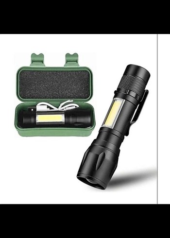 Beden Siyah Mini El Feneri LED Işıklı