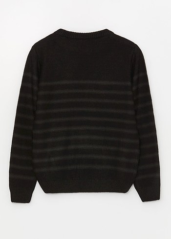 Gri çizgili siyah 6-7 yaş erkek çocuk kazak - Görsel 2