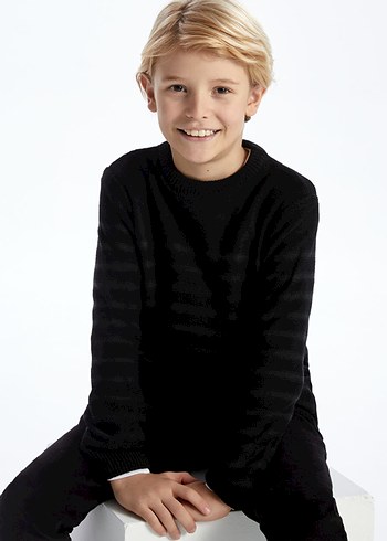 Gri çizgili siyah 6-7 yaş erkek çocuk kazak - Görsel 5