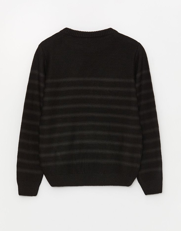 Gri çizgili siyah 6-7 yaş erkek çocuk kazak - Görsel 2