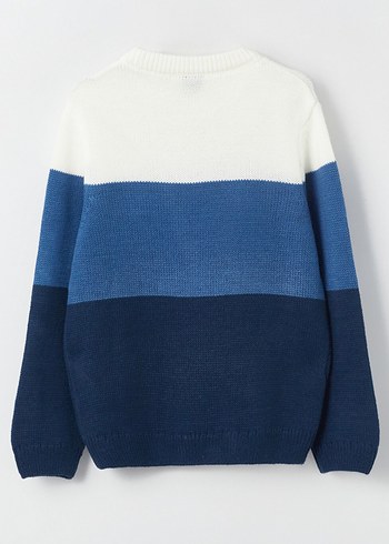 Mavi beyaz çizgili 5-6 yaş erkek çocuk kazak - Görsel 5