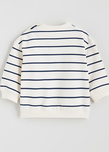 Lacivert çizgili beyaz Nyc çocuk sweatshirt - Görsel 3