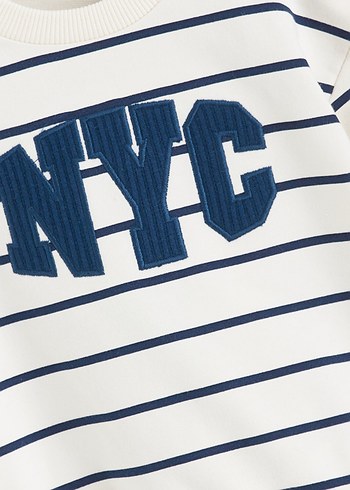 Lacivert çizgili beyaz Nyc çocuk sweatshirt - Görsel 2