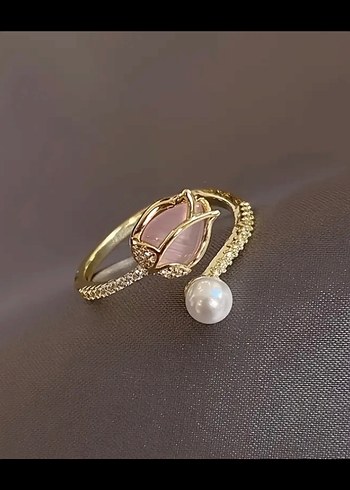 Beden İncili pembe lale gold pinterest yüzük