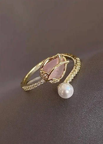 İncili pembe lale gold pinterest yüzük