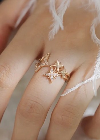 Beden Taşlı gold ışıltılı pinterest yüzük