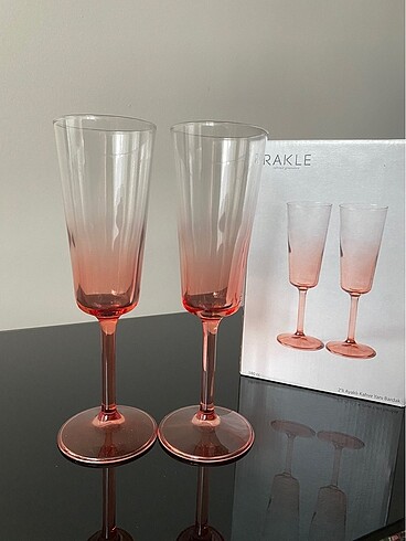 Rakle 2 adet pembe ayaklı kahve yanı bardak