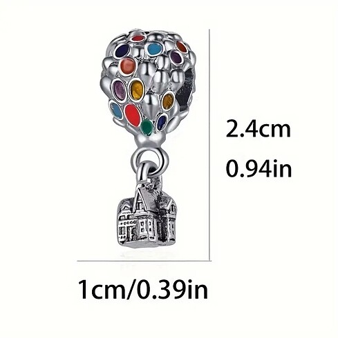Beden gri Renk Disney Up filmi balonlu evi Pandora model charm