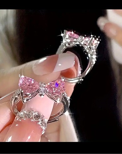 Accessorize 3lü pembe taşlı çelik pinterest yüzük seti