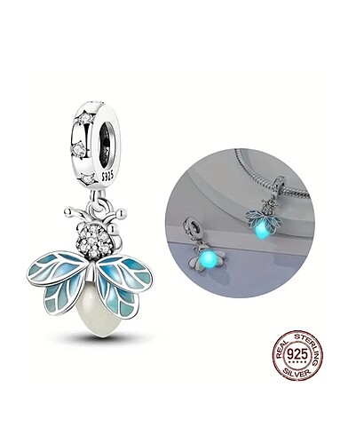 Gerçek 925 ayar gümüş ateş böceği Pandora model charm