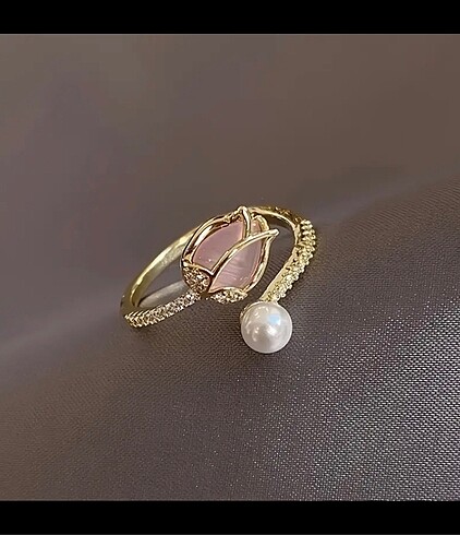 Beden İncili pembe lale gold pinterest yüzük