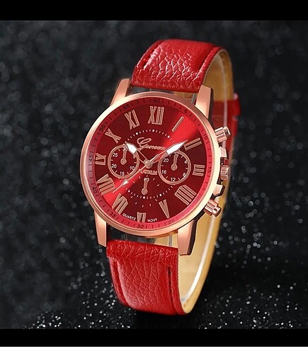 Accessorize kırmızı kalp taşlı kolye küpe saat seti