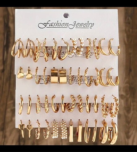 Gold 24 çift küpe seti