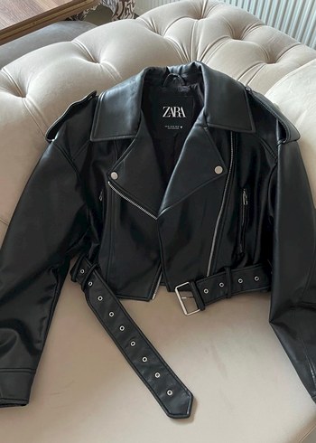 Zara Siyah Deri Biker Ceket