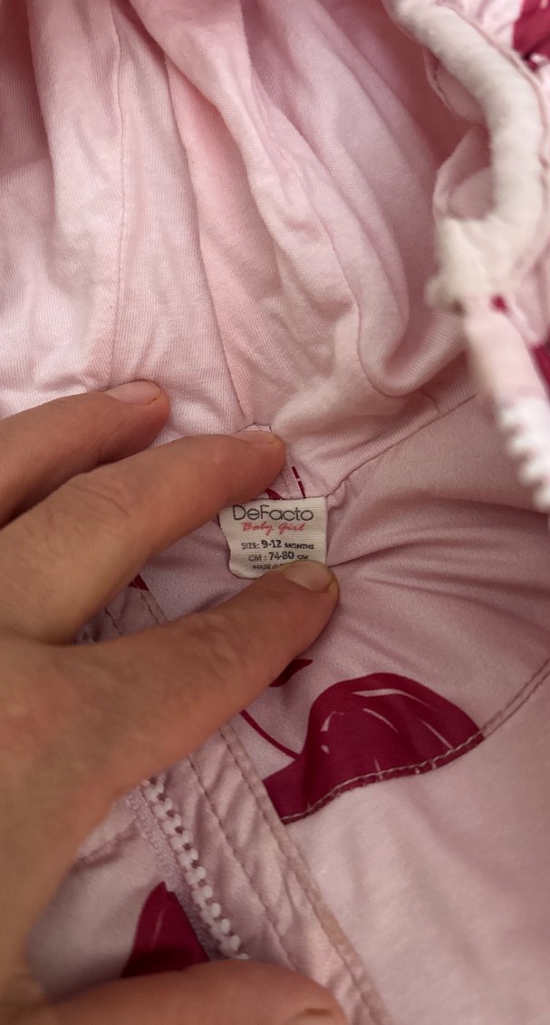 Kız Çocuk Kapüşonlu Fermuarlı Pembe Yelek - Görsel 2