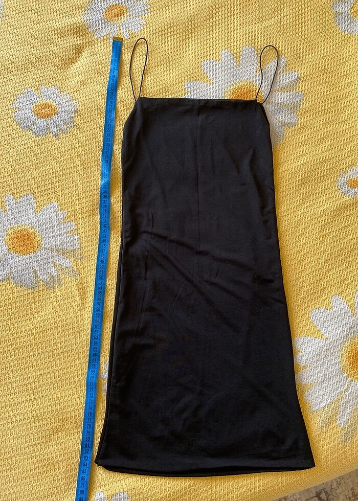 siyah ip askılı mini elbise - Görsel 3