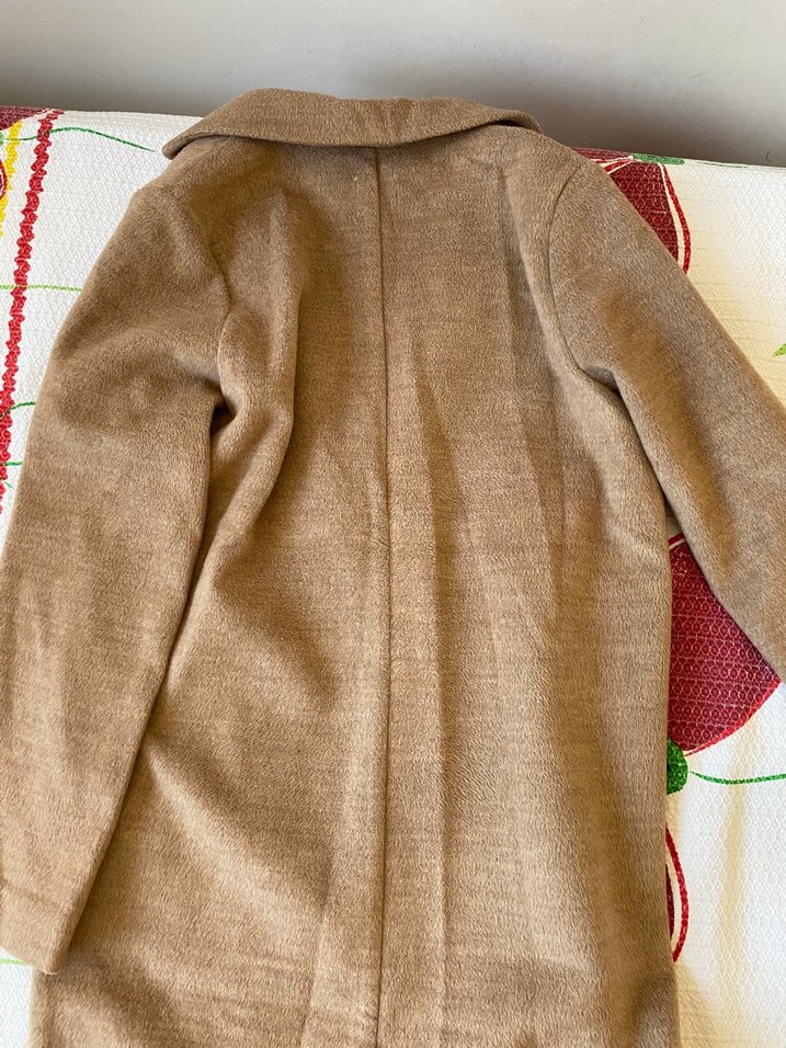 Düğmeli Kahverengi Uzun Kaban - Görsel 4