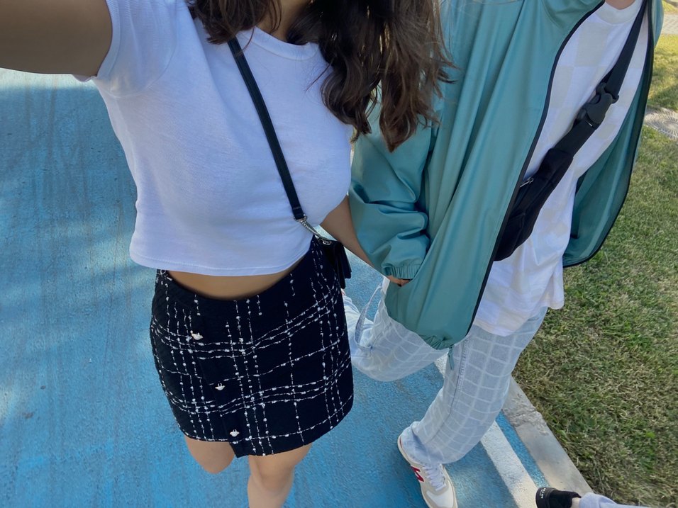 Düğmeli Siyah Ekose Mini Etek - Görsel 4