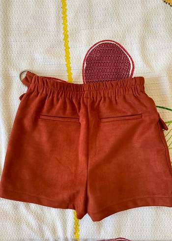 Kahverengi Kemerli Süet Mini Şort Etek - Görsel 3