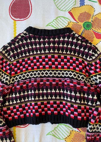 Zara-Renkli Desenli Örgü Hırka - Görsel 4