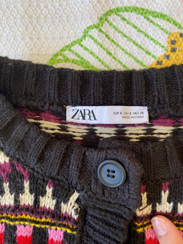 Zara-Renkli Desenli Örgü Hırka - Görsel 3