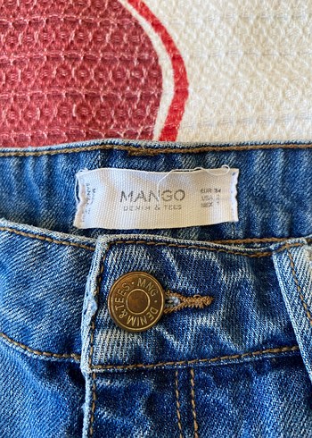 Mango-Koyu Mavi Mini Denim Şort - Görsel 2