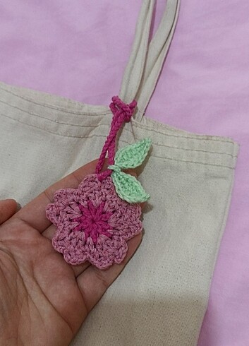 Sakura çanta süsü crochet amigurumi çiçek 