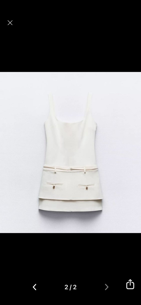 Zara Beyaz Mini Sade Kolsuz Elbise - Görsel 2