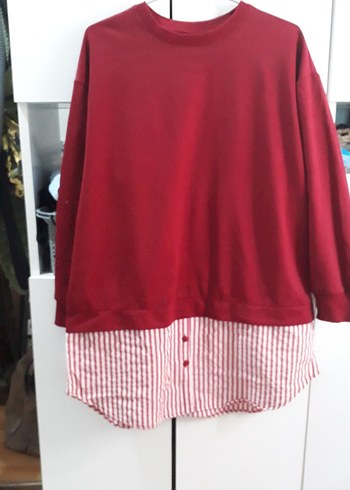 bordo sweatshirt uzun - Görsel 4