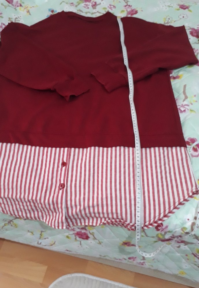 bordo sweatshirt uzun - Görsel 2