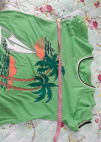LC Waikiki Yeşil Baskılı Uzun Hamile Tişörtü