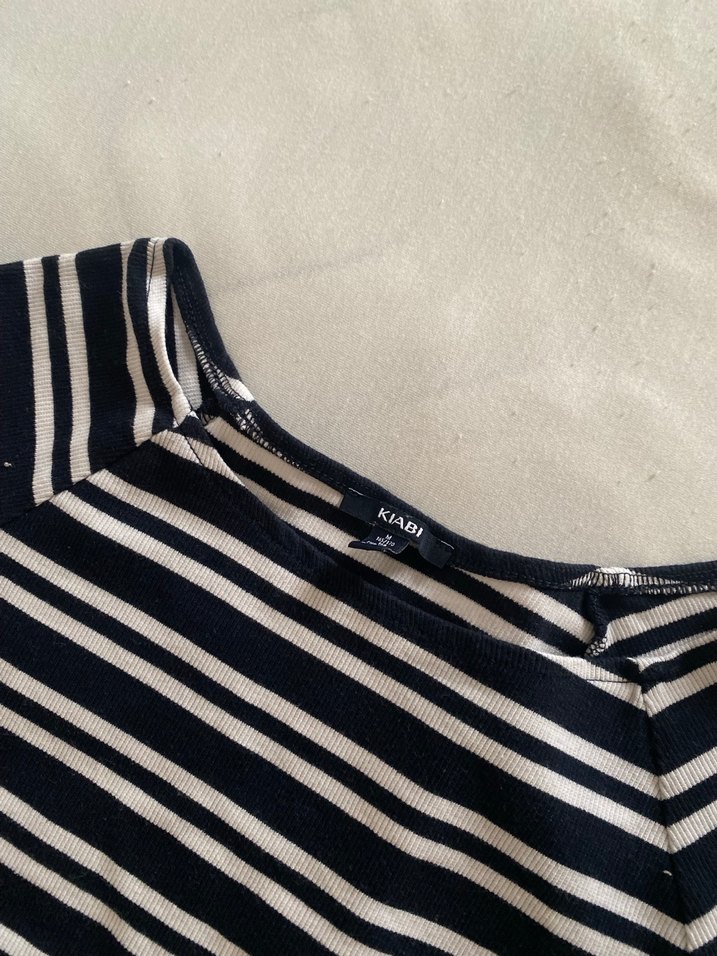 Çizgili Kısa Kollu Hamile Tişörtü - Görsel 3