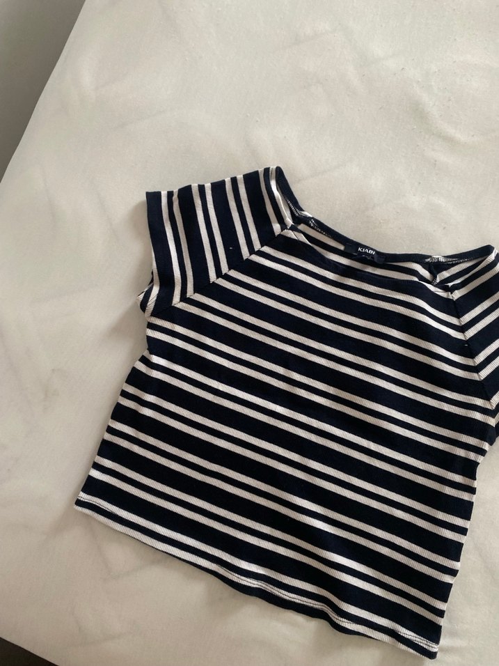 Çizgili Kısa Kollu Hamile Tişörtü - Görsel 2