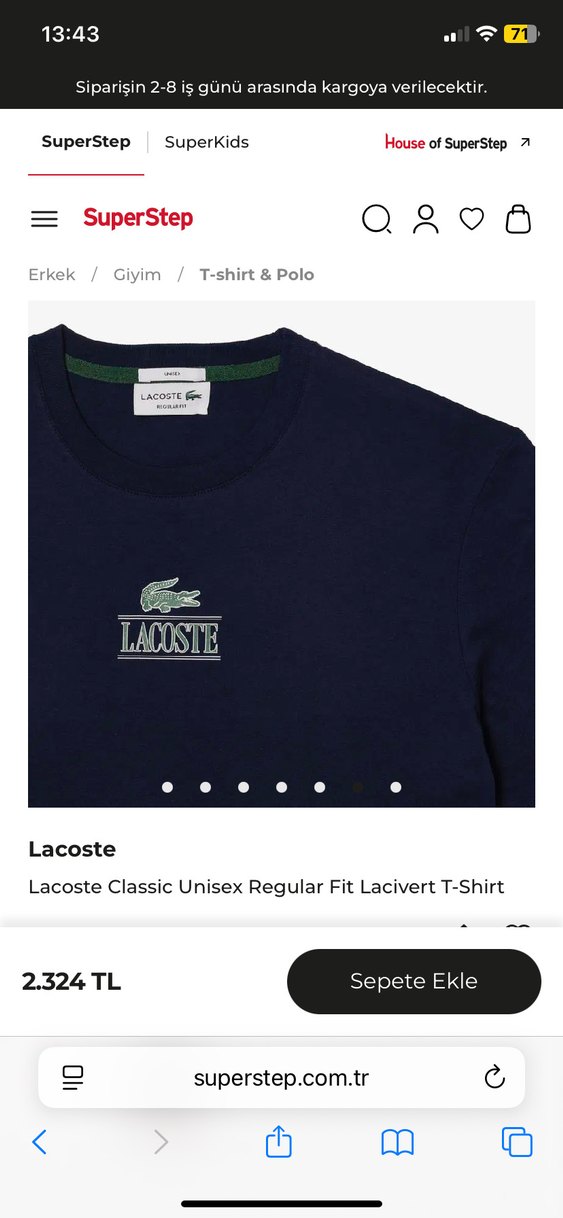 Lacoste Lacivert Regular Fit Kısa Kollu Tişört - Görsel 4
