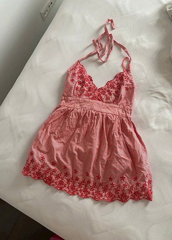 Pembe Nakışlı Mini Bohem üst