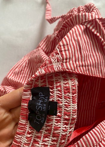Topshop Pembe Nakışlı Mini Bohem üst