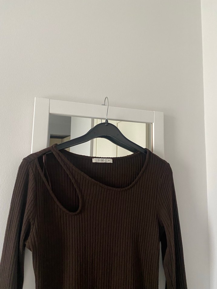 Kadın Kahverengi Triko Midi Elbise - Görsel 2